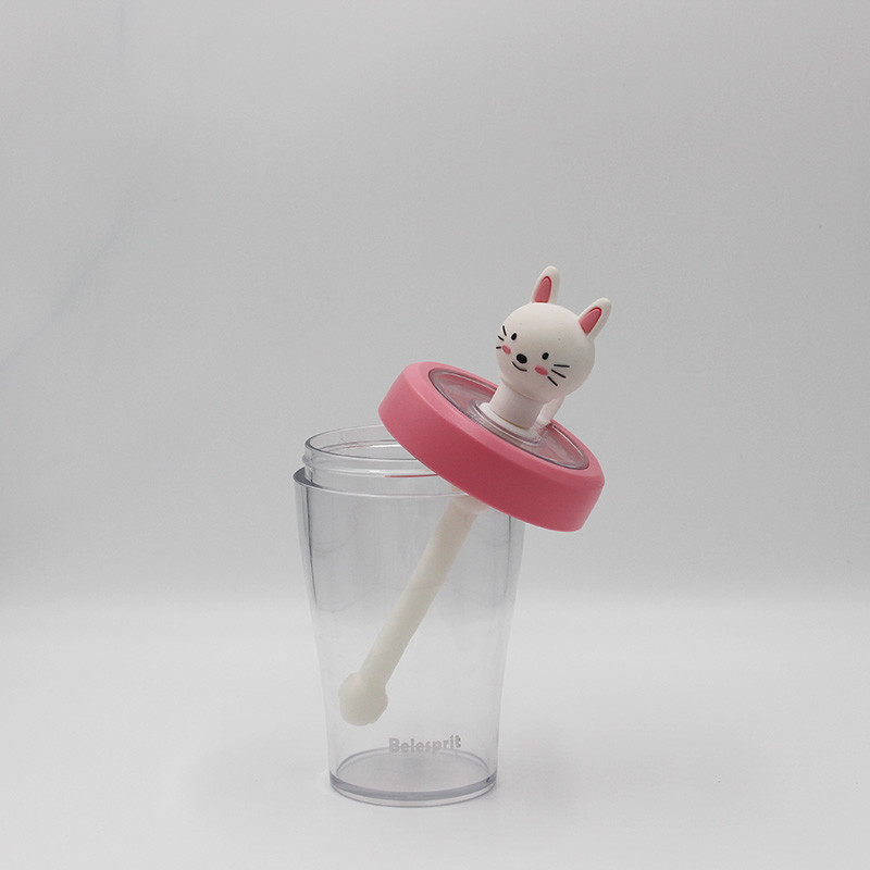 Fitness Sports Hello Kitty Shaker Bottle Plastic Transparent Straw