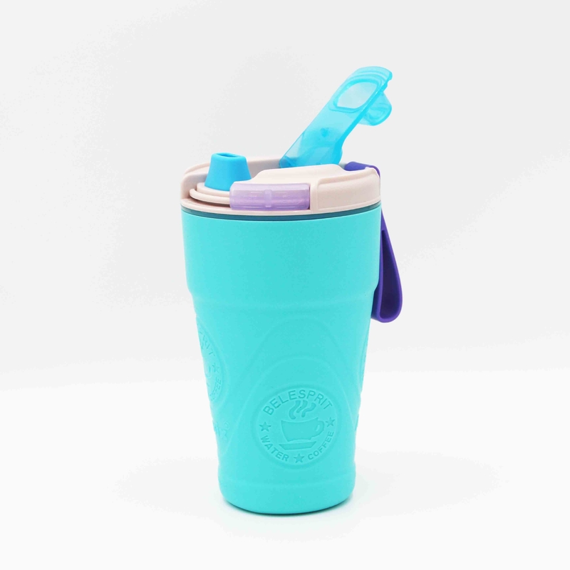 BPA Free 360ml 460ml 560ml Silicone Coffee Mug With Plastic Sleeve